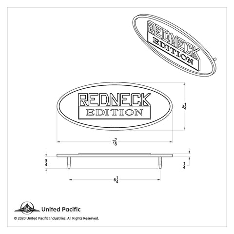 Chrome Die Cast Oval Emblem - "Redneck Edition"