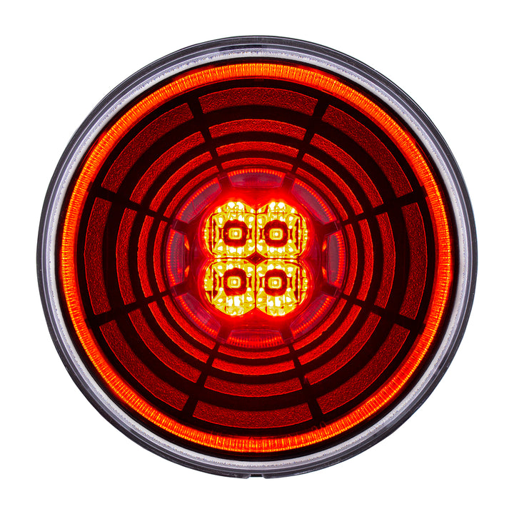 13 LED 4" Round Abyss Light (Stop, Turn &amp; Tail) - Red LED/Clear Lens