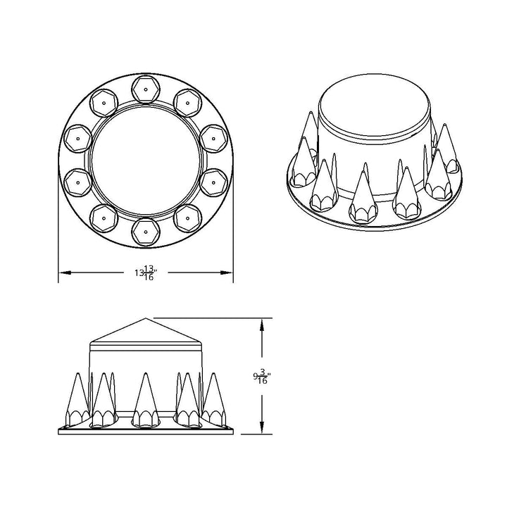 Pointed Rear Axle Cover With 33mm Spike Thread-On Nut Covers - Chrome
