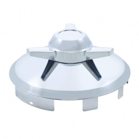 6 Uneven Notched Stainless Front Hubcap With 3 Bar Spinner - 1" Lip