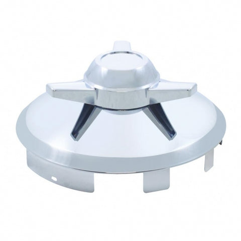 6 Uneven Notched Stainless Front Hubcap With 3 Bar Spinner - 1" Lip