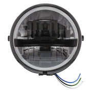 Black 5-3/4" Motorcycle Headlight 8 LED Blackout Bulb With Black Bar - Side Mount