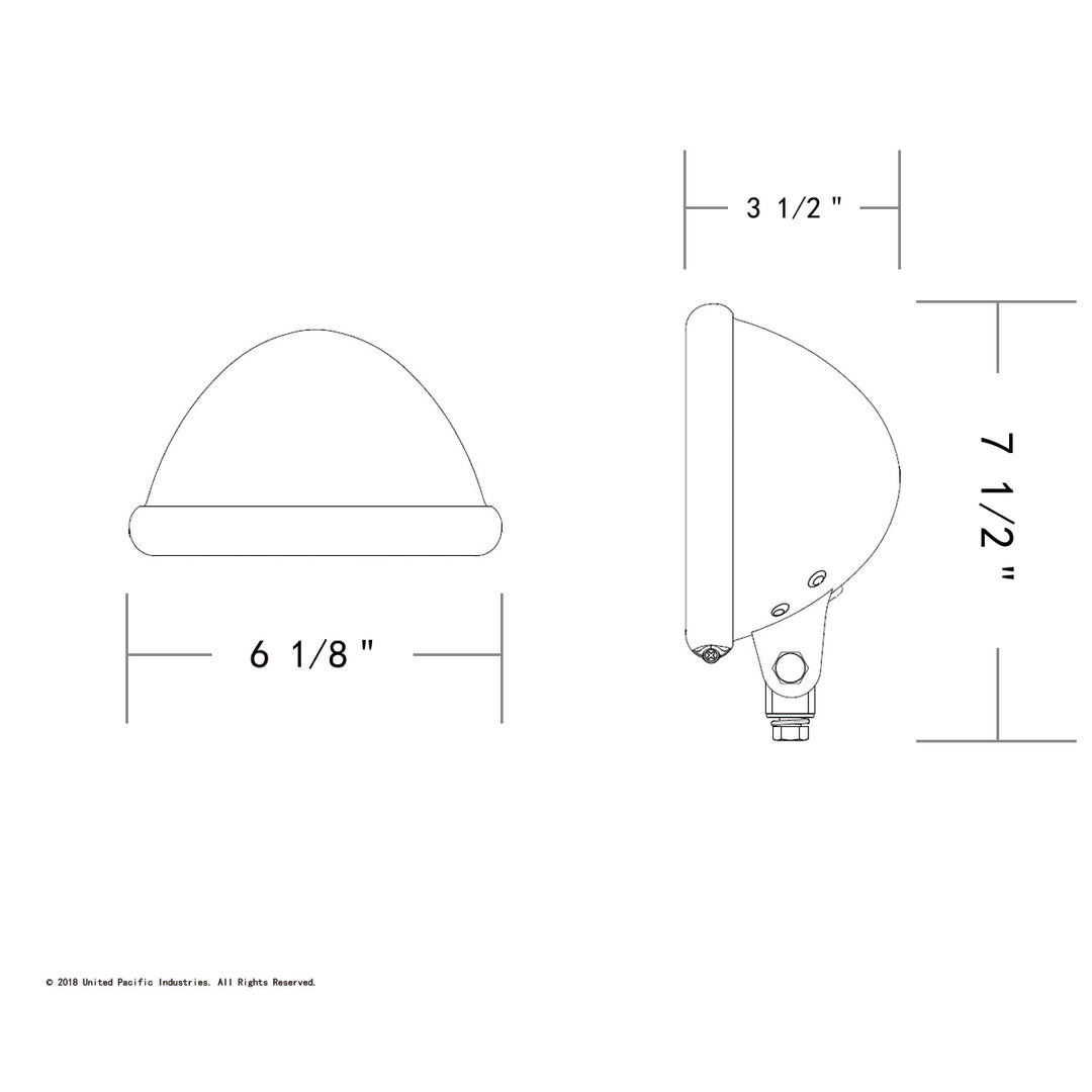 Chrome 5-3/4" Motorcycle Headlight Housing Only - Bottom Mount