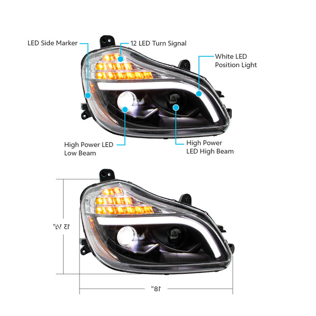 Blackout 8 LED Projection Headlight For 2013-2021 Kenworth T680-Passenger
