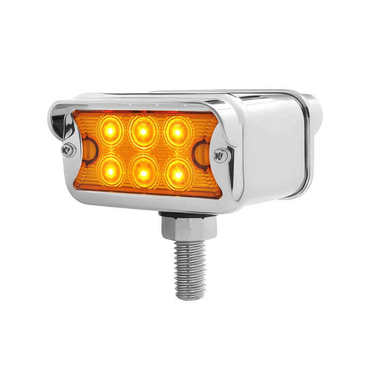 12 LED Dual Function Double Face Light W/Visor - T-Mount - Amber &amp; Red LED/Amber &amp; Red Lens
