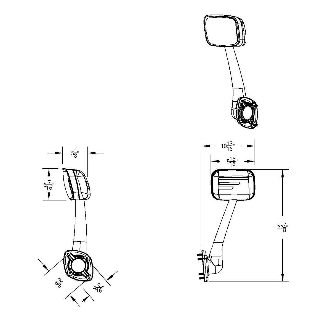 Chrome Hood Mirror Assembly With Sequential LED Turn Signal For 2008-2017 Freightliner Cascadia - Passenger