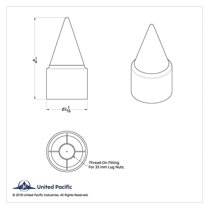 33mm X 4-1/4" Chrome Plastic Stiletto Nut Covers - Thread-On (10-Pack)