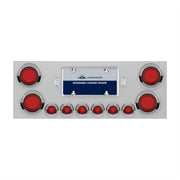 SS Rear Center Panel With Four 23 LED 4" Lights & Six 9 LED 2" Mirage Lights & Visors - Red LED/Red Lens