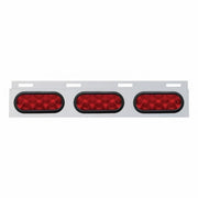 Stainless Top Mud Flap Plate With Three 10 LED Lights & Grommet - Red LED/Red Lens (Each)