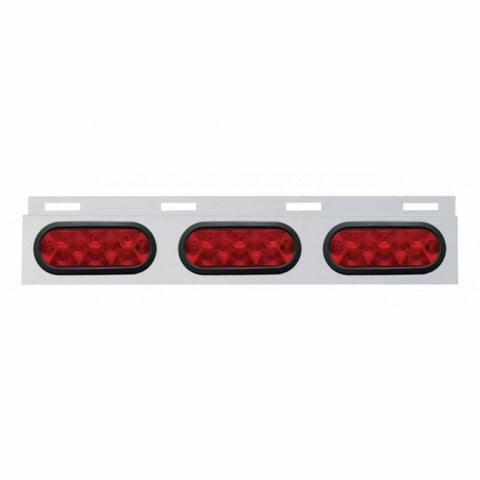 Stainless Top Mud Flap Plate With Three 10 LED Lights & Grommet - Red LED/Red Lens (Each)