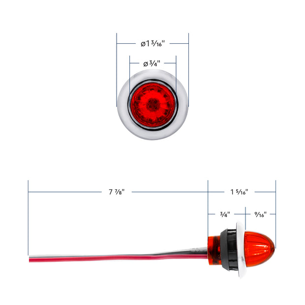 4 LED Dual Function 3/4" Mini Watermelon Light (Clearance/Marker) - Red LED/Red Lens