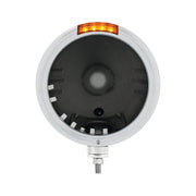 Stainless Steel Classic Stripe Headlight No Bulb With LED Signal - Amber Lens