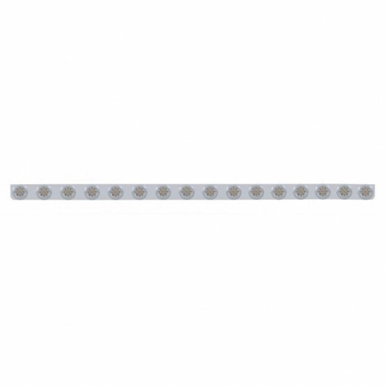79-1/2" SS Bumper Light Bracket With 16X 9 LED 2" Reflector Lights & Bezels -Amber LED/Clear Lens