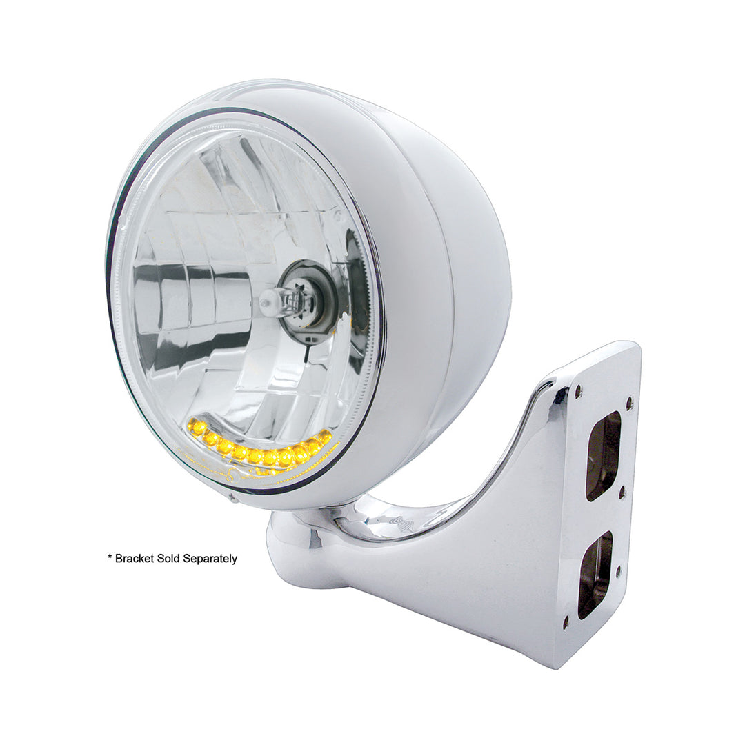 Stainless Steel Guide 682-C Style Headlight H4 Bulb With 10 Amber LED