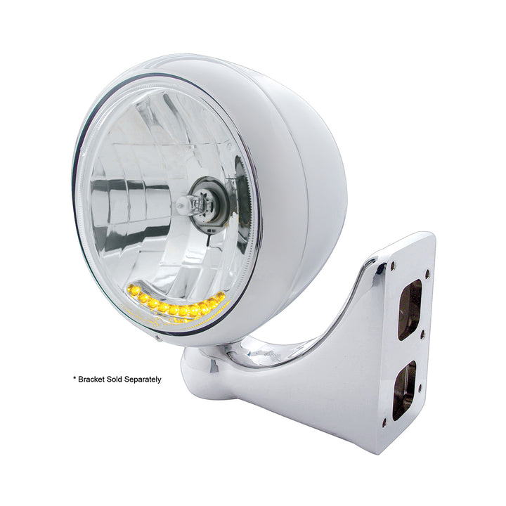 Stainless Steel Guide 682-C Style Headlight H4 Bulb With 10 Amber LED