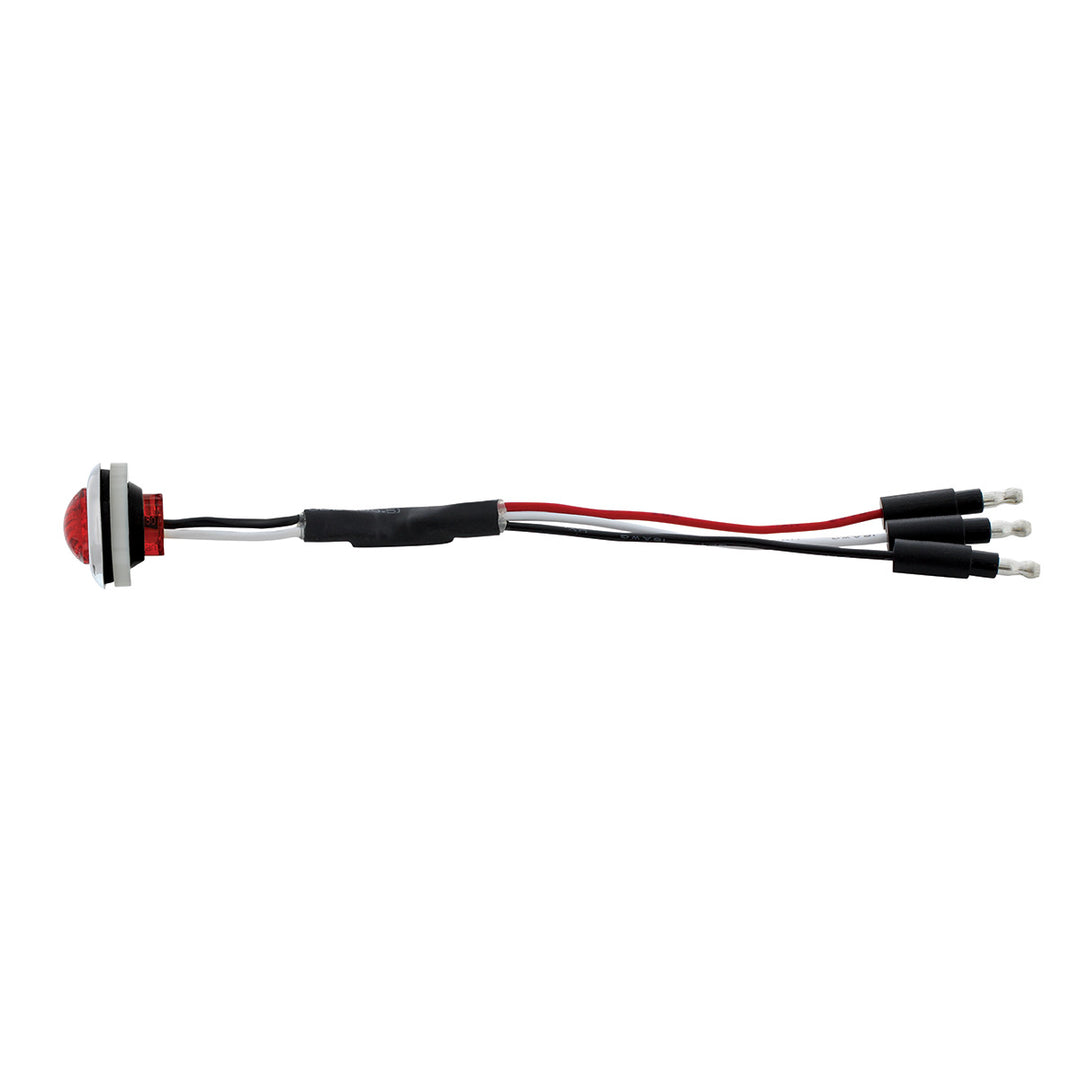 3 LED Dual Function 3/4" Mini Auxiliary/Utility Light With Bezel &amp; Washer - Red LED/Red Lens