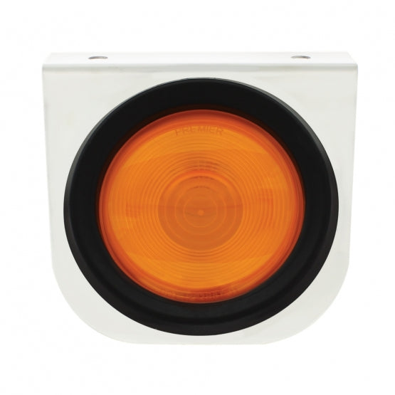 Stainless Light Bracket With 4" Light &amp; Grommet - Amber Lens