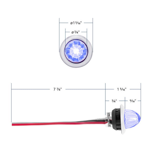 4 LED Dual Function 3/4" Mini Watermelon Light (Clearance/Marker) - Blue LED/Clear Lens