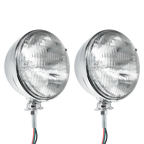 7" Chrome Dietz Style Headlight With 12 Volt 6014 Sealed Beam Bulb