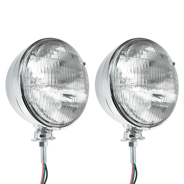 7" Chrome Dietz Style Headlight With 12 Volt 6014 Sealed Beam Bulb