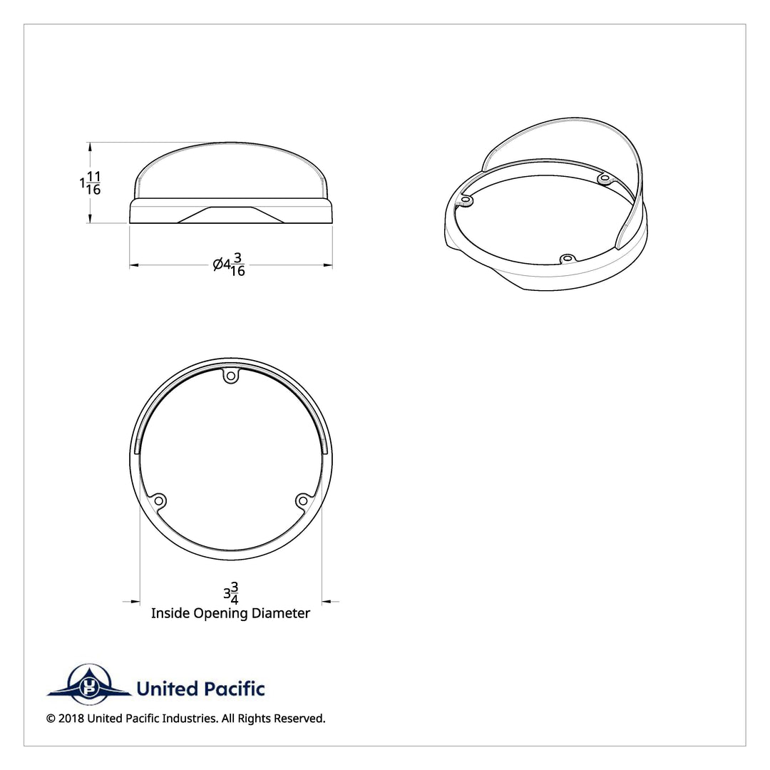 Chrome Plastic Bezel For Unted Pacific Double Face LED Lights With Visor
