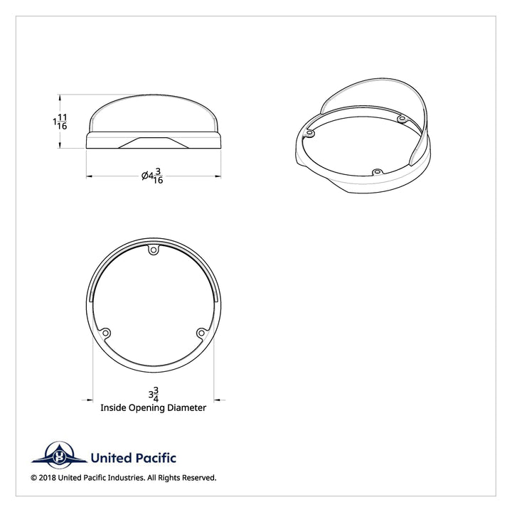 Chrome Plastic Bezel For Unted Pacific Double Face LED Lights With Visor