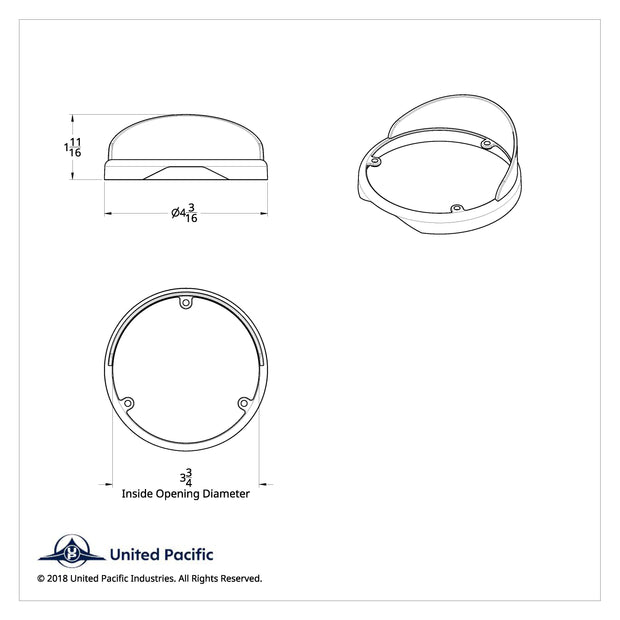 Chrome Plastic Bezel For Unted Pacific Double Face LED Lights With Visor