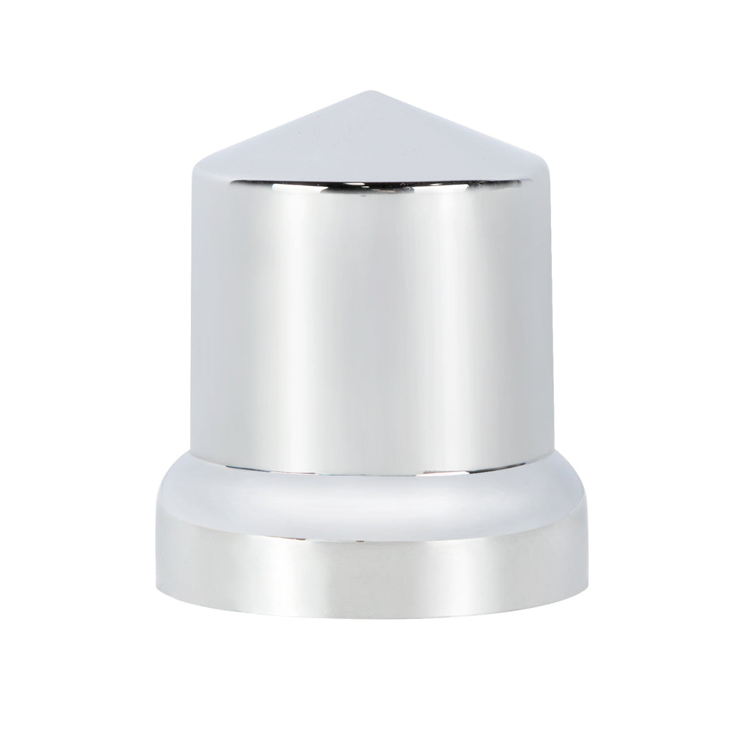 33mm x 2-1/4" Chrome Plastic Pointed Nut Covers - Push-On With Flange (Color Box of 10)