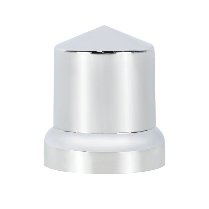 33mm x 2-1/4" Chrome Plastic Pointed Nut Covers - Push-On With Flange (Color Box of 10)