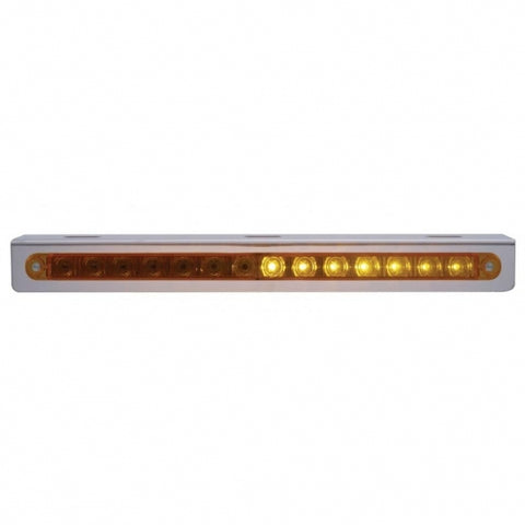 Stainless Light Bracket With 14 LED 12" Sequential Light Bar (Right to Left) - Amber LED/Amber Lens