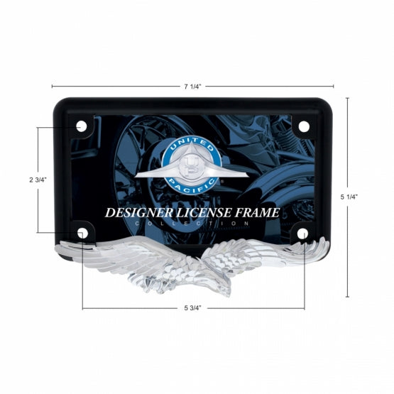 Eagle Motorcycle License Plate Frame - Chrome Eagle/Black Frame