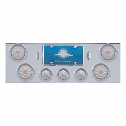 CR Rear Center Panel With 4X LED 4" Lights & 3X LED 2-1/2" Beehive Lights & Visors -Red LED/Clear Lens
