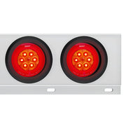 2-1/2" Bolt Pattern SS Spring Loaded Bar With 6X 4" 16 LED Turbine Lights - Red LED/Red Lens (Pair)