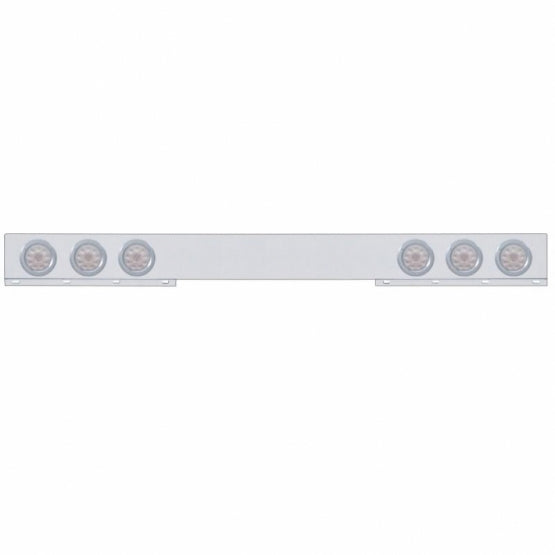 Stainless 1 Piece Rear Light Bar With 6X 10 LED 4" Lights &amp; Bezels - Red LED/Clear Lens