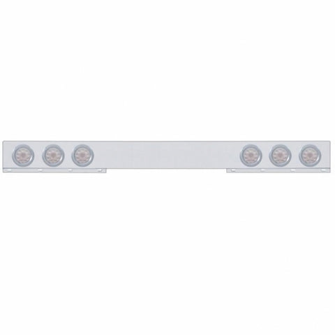 Stainless 1 Piece Rear Light Bar With 6X 10 LED 4" Lights & Bezels - Red LED/Clear Lens