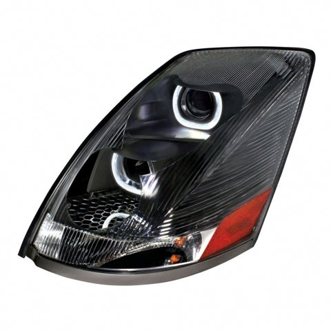 Blackout Projection Headlight With White LED Light Bar For 2003-2017 Volvo VN/VNL - Driver
