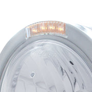 Stainless Steel Bullet Half Moon Headlight Crystal H4 Bulb & LED Turn Signal - Clear Lens
