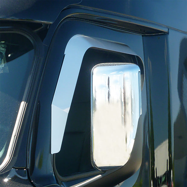 Stainless Door Window Vent Visor For 2018-2024 Freightliner Cascadia (Pair)