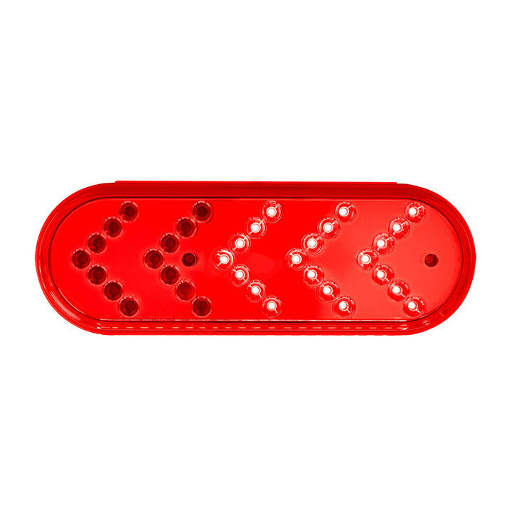 35 LED 6" Reflector Oval Sequential Turn Signal Light - Red LED/Red Lens