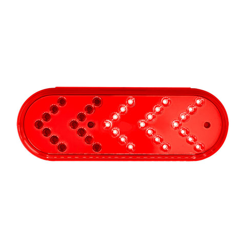 35 LED 6" Reflector Oval Sequential Turn Signal Light - Red LED/Red Lens