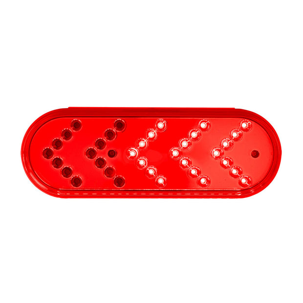 35 LED 6" Reflector Oval Sequential Turn Signal Light - Red LED/Red Lens