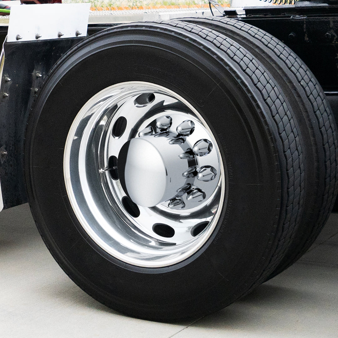 Dome Rear Axle Cover With 1-1/2"  Push-On Standard Nut Covers - Chrome