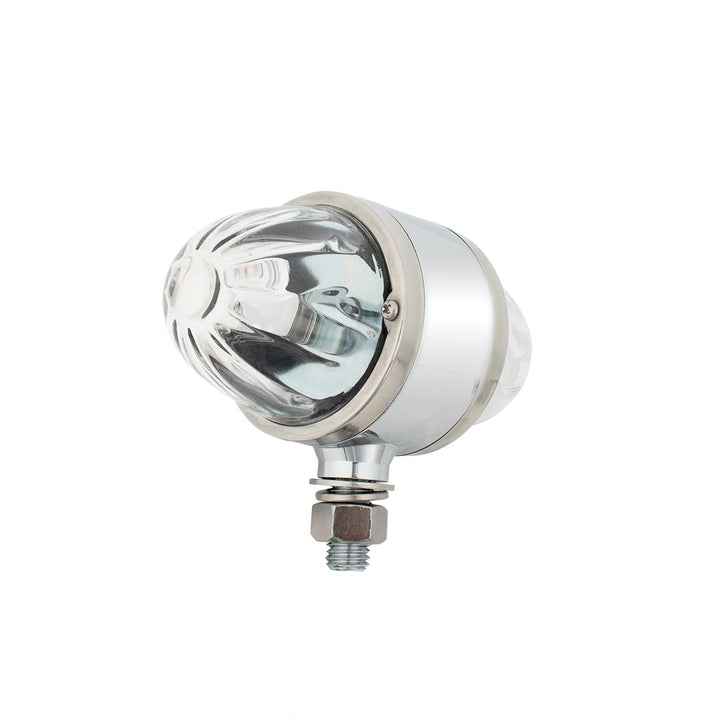 Star-Burst Chrome Double Face Glass Watermelon Light-Amber &amp; Red LED/Clear Lens