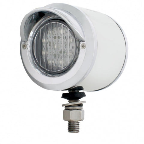 SS 2" Double Face Light With 9 LED 2" Lights & Visors - Amber & Red LED/Clear Lens