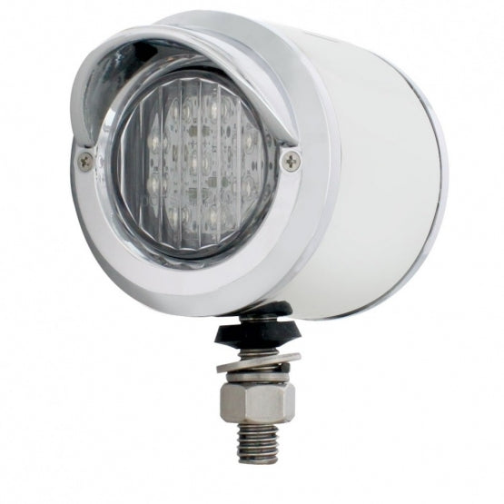 SS 2" Double Face Light With 9 LED 2" Lights & Visors - Amber & Red LED/Clear Lens