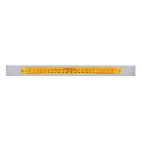Chrome Top Mud Flap Plate With 23 LED 17" Reflector Light Bar - Amber LED/Amber Lens (Each)