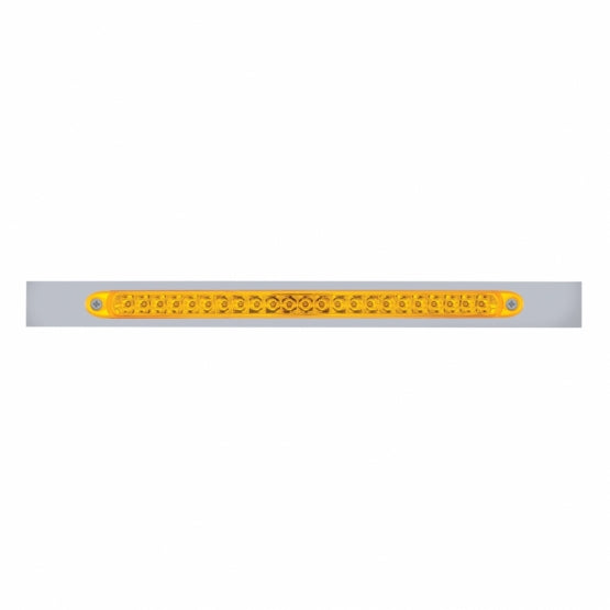 Chrome Top Mud Flap Plate With 23 LED 17" Reflector Light Bar - Amber LED/Amber Lens (Each)