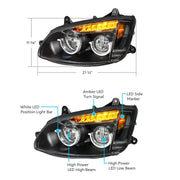 Blackout Full LED Headlight For 2008-2017 Kenworth T660-Driver