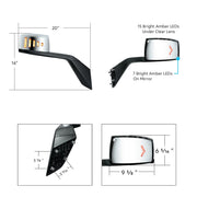 Hood Mirror Assembly W/LED Lights On Mirror Cover & Glass For 2018-2024 Volvo VNL - Passenger