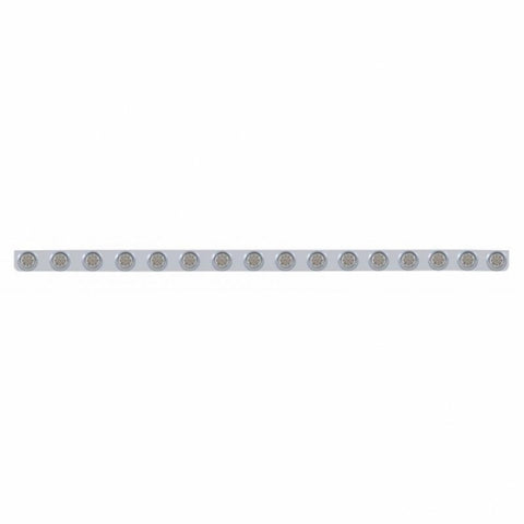 79-1/2" SS Bumper Light Bracket With 16X 9 LED 2" Reflector Lights & Visors -Red LED/Clear Lens